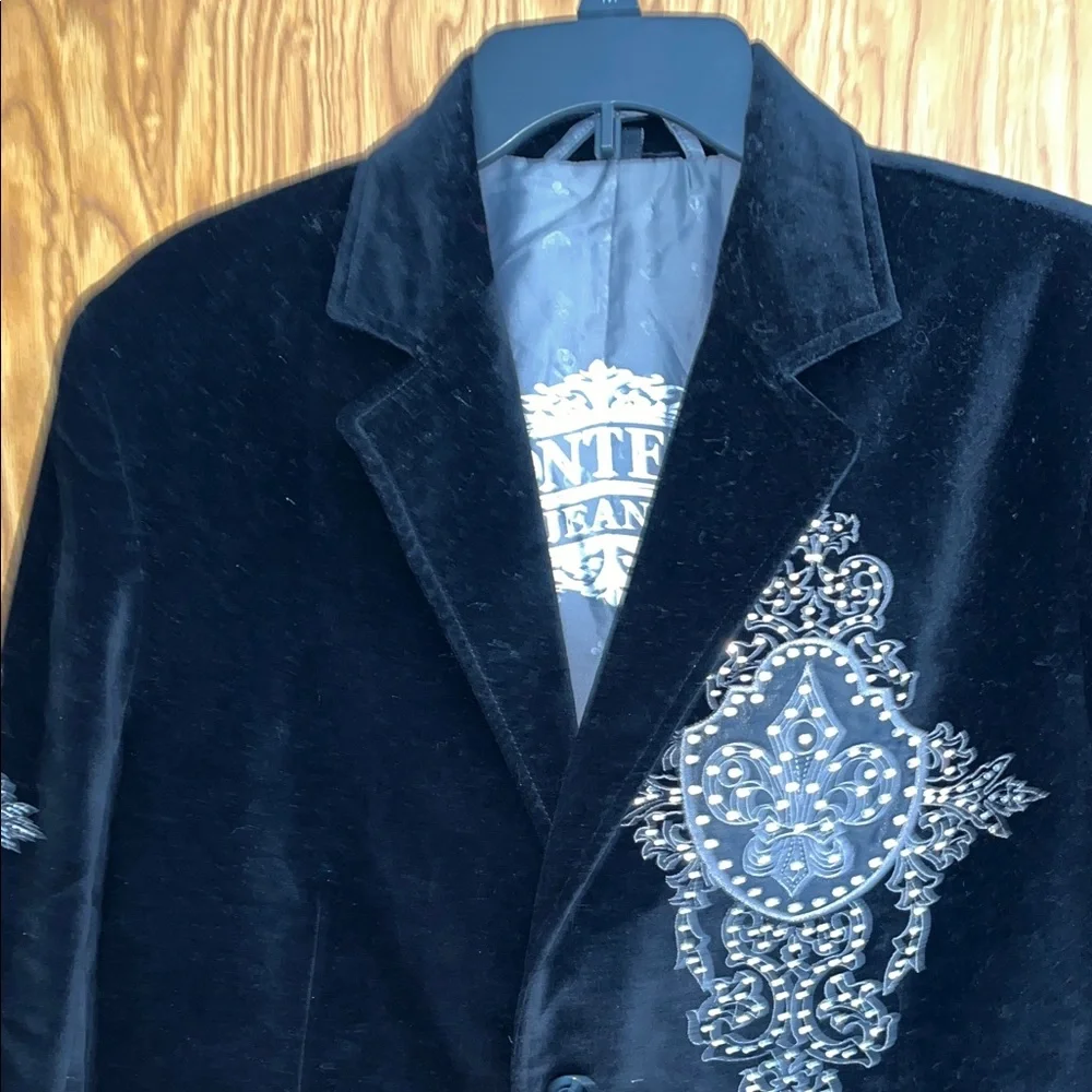 Elegant Black Blazer with Silver Detailing